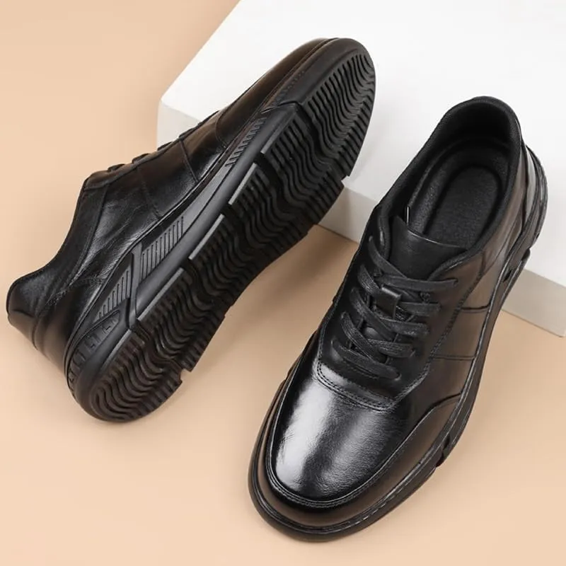 Elegant Men's Derby Dress Shoes in Smooth Leather with Round Toe and Versatile Style