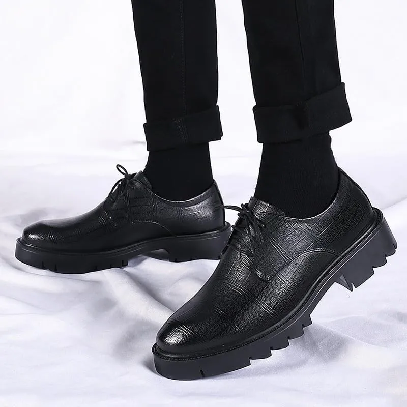 Elegant Men’s Leather Oxford Shoes for Business Formal Occasions, Classic Lace-Up Dress Shoes Comfortable for Office Wedding Ceremonial Events