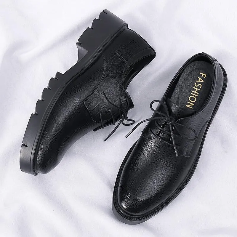 Elegant Men’s Leather Oxford Shoes for Business Formal Occasions, Classic Lace-Up Dress Shoes Comfortable for Office Wedding Ceremonial Events