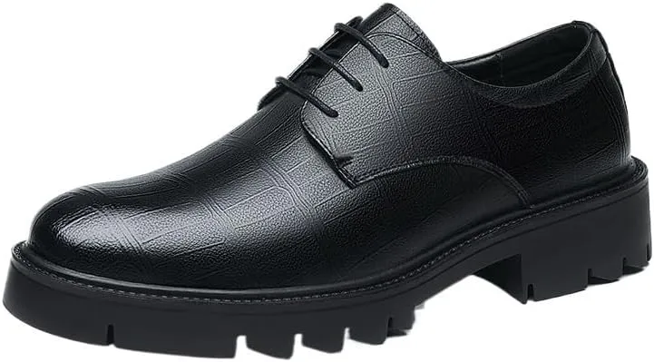 Elegant Men’s Leather Oxford Shoes for Business Formal Occasions, Classic Lace-Up Dress Shoes Comfortable for Office Wedding Ceremonial Events