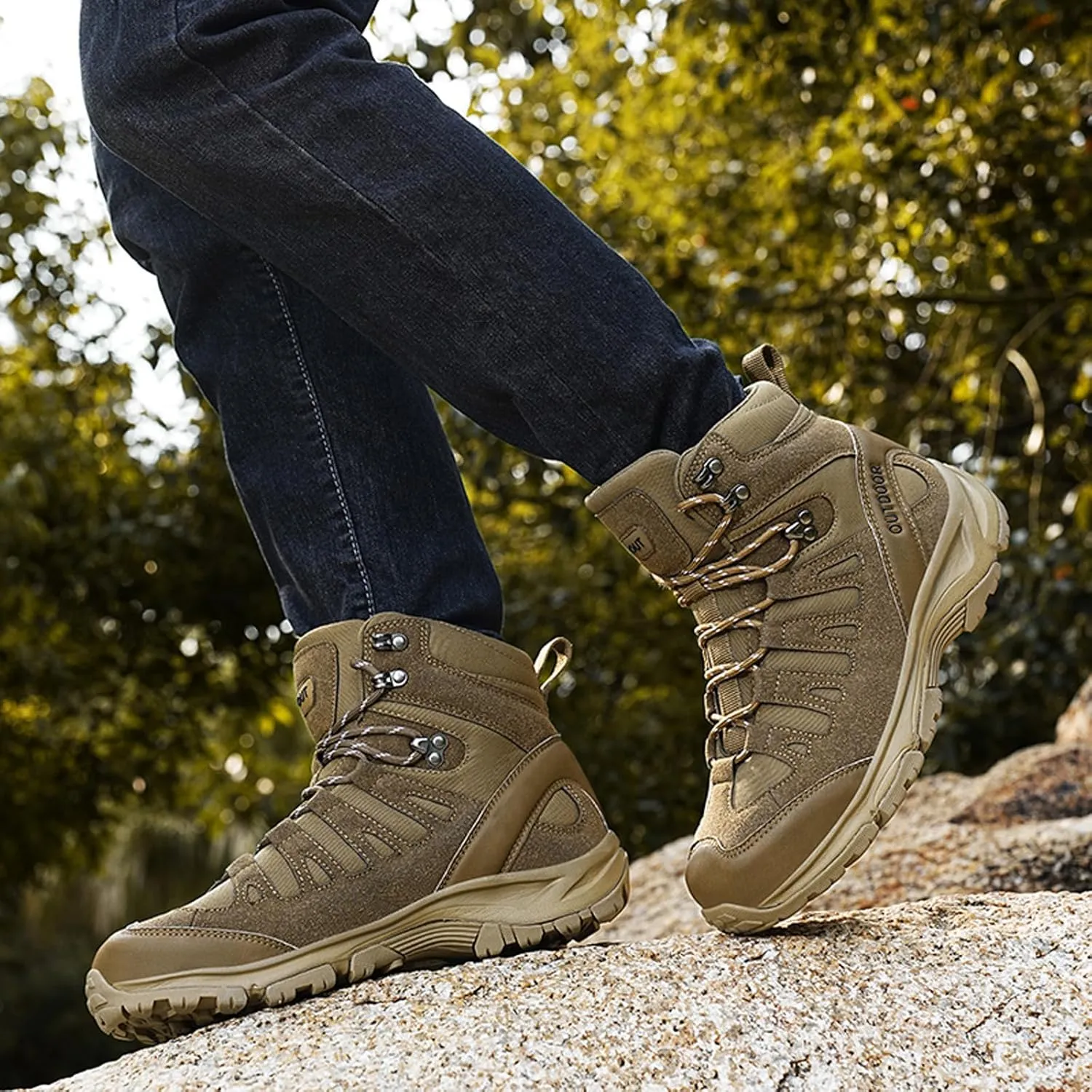 Eliogn Men's Training Boots Hiking Shoes Military Tactical Combat Outdoor Jungle Work Boots