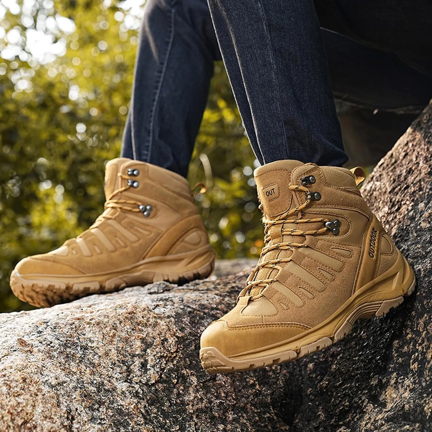 Eliogn Men's Training Boots Hiking Shoes Military Tactical Combat Outdoor Jungle Work Boots