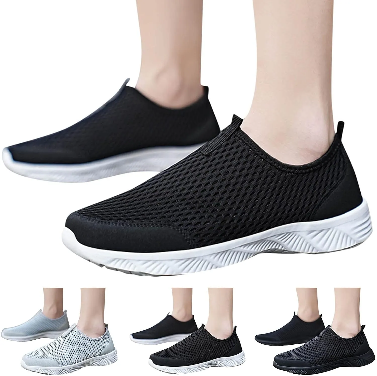 Fashion Sneaker Lace-Up Men Sports Shoes Fashionable Simple and Pure Color Mesh Hollowed Out Breathable Comfortable and