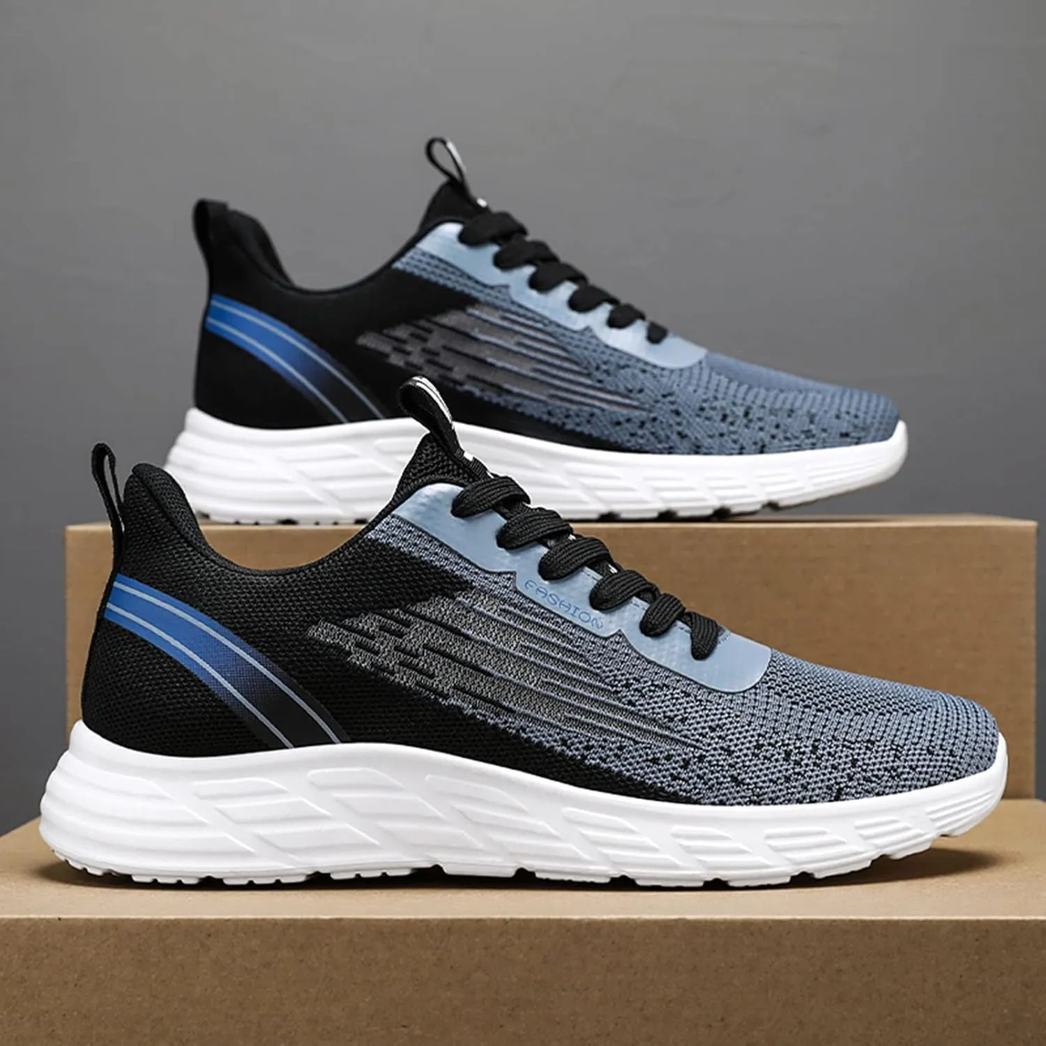 Fashion Spring and Summer Men Sports Shoes Flat Soft Bottom Non Slip Mesh Breathable Lace Up Sneaker for Men Flat Feet