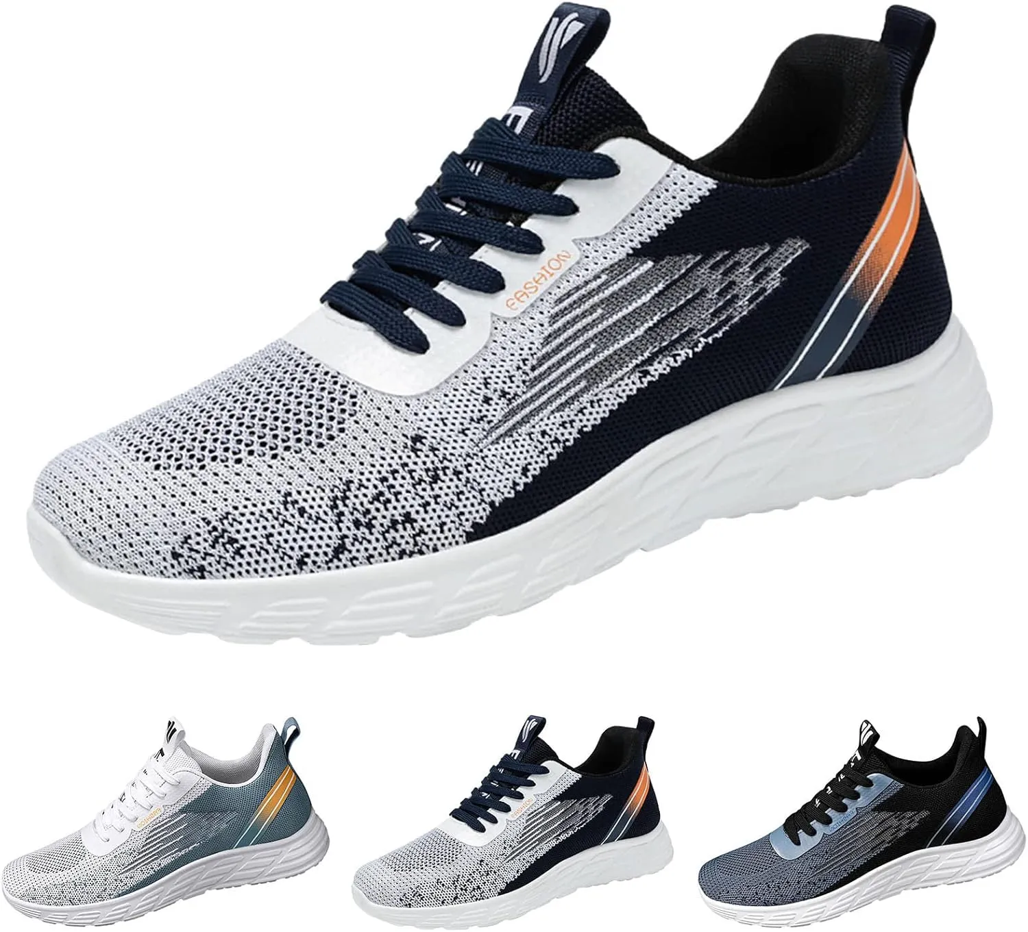 Fashion Spring and Summer Men Sports Shoes Flat Soft Bottom Non Slip Mesh Breathable Lace Up Sneaker for Men Flat Feet