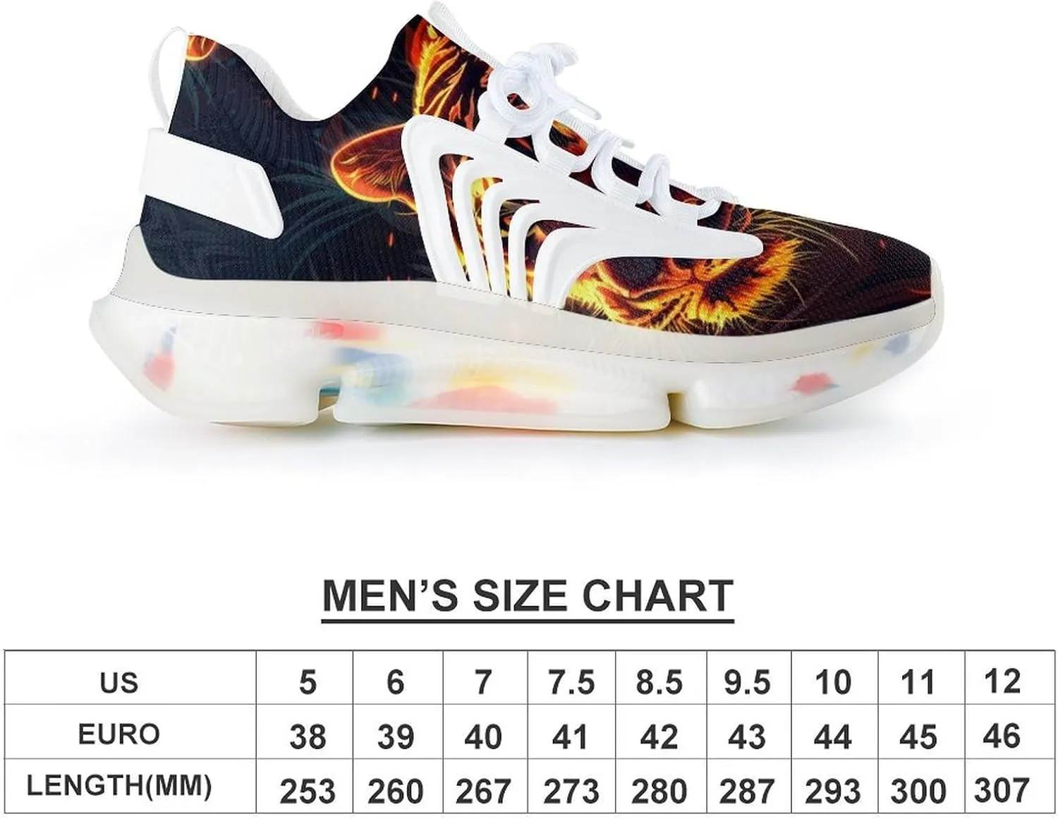 Flame Tiger Men's Running Shoes Lightweight Walking Shoe Breathable Sneaker