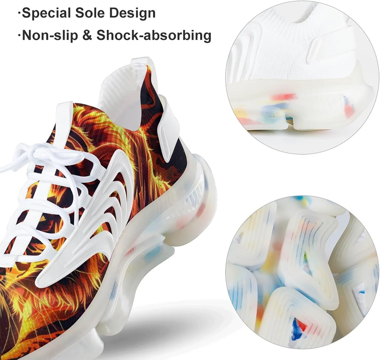 Flame Tiger Men's Running Shoes Lightweight Walking Shoe Breathable Sneaker
