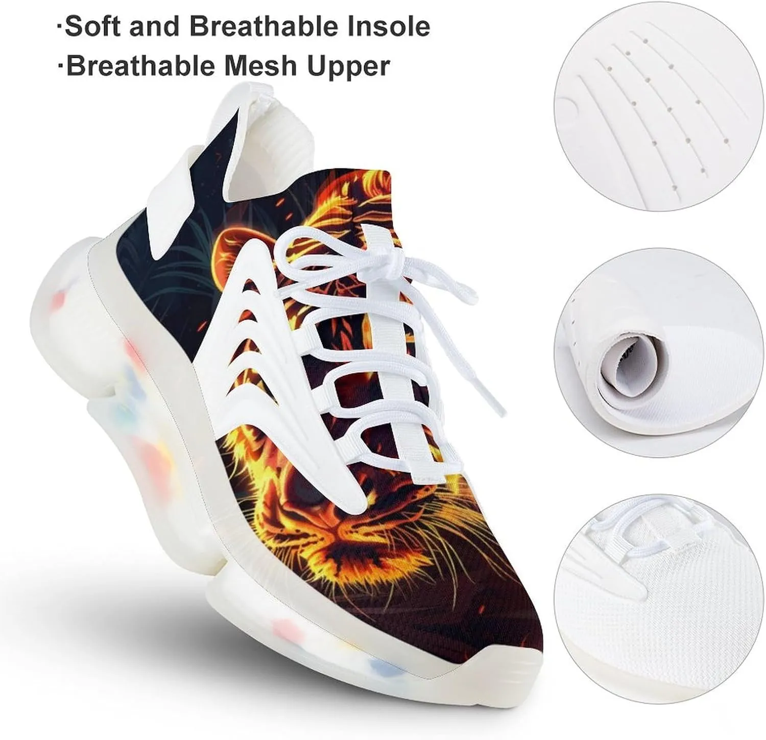 Flame Tiger Men's Running Shoes Lightweight Walking Shoe Breathable Sneaker