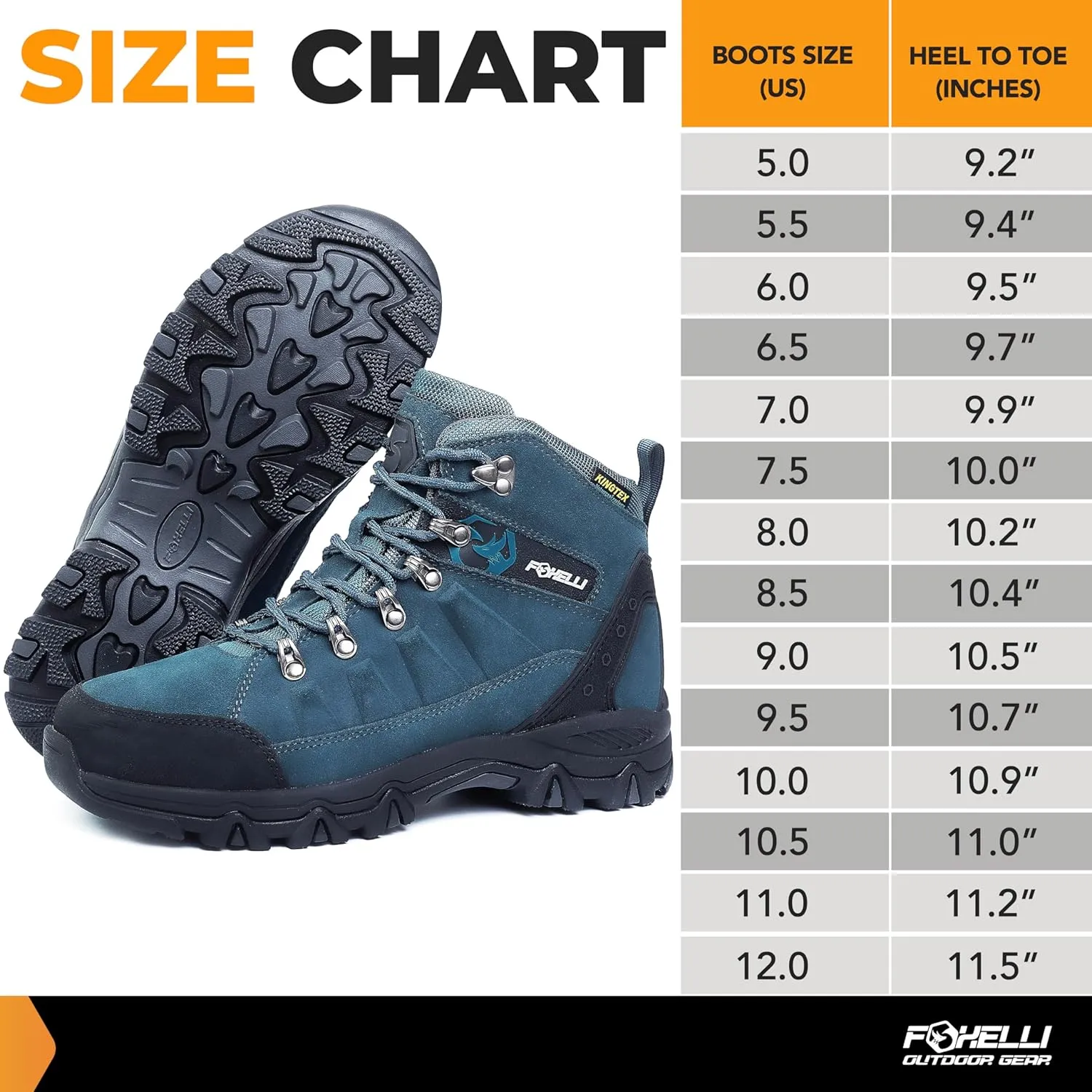 Foxelli Womens Hiking Boots - Waterproof Lightweight & Breathable Suede Leather