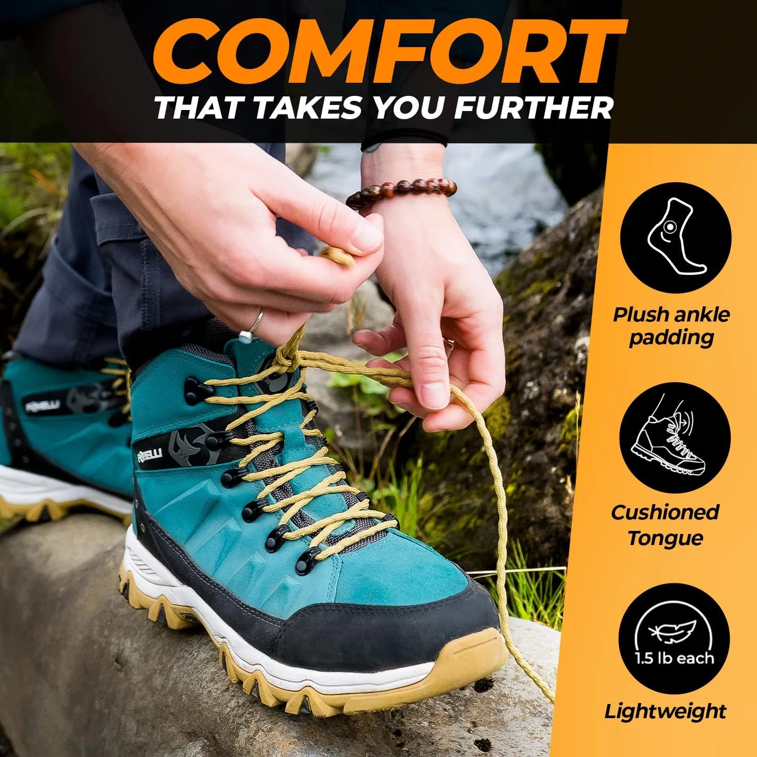 Foxelli Womens Hiking Boots - Waterproof Lightweight & Breathable Suede Leather