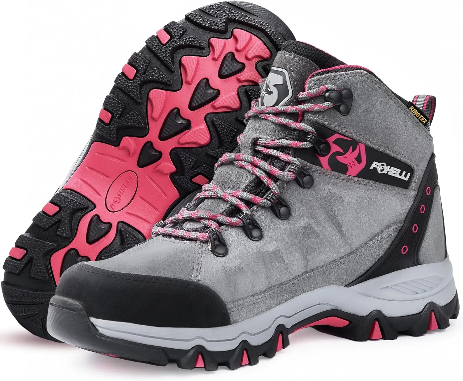 Foxelli Womens Hiking Boots - Waterproof Lightweight & Breathable Suede Leather