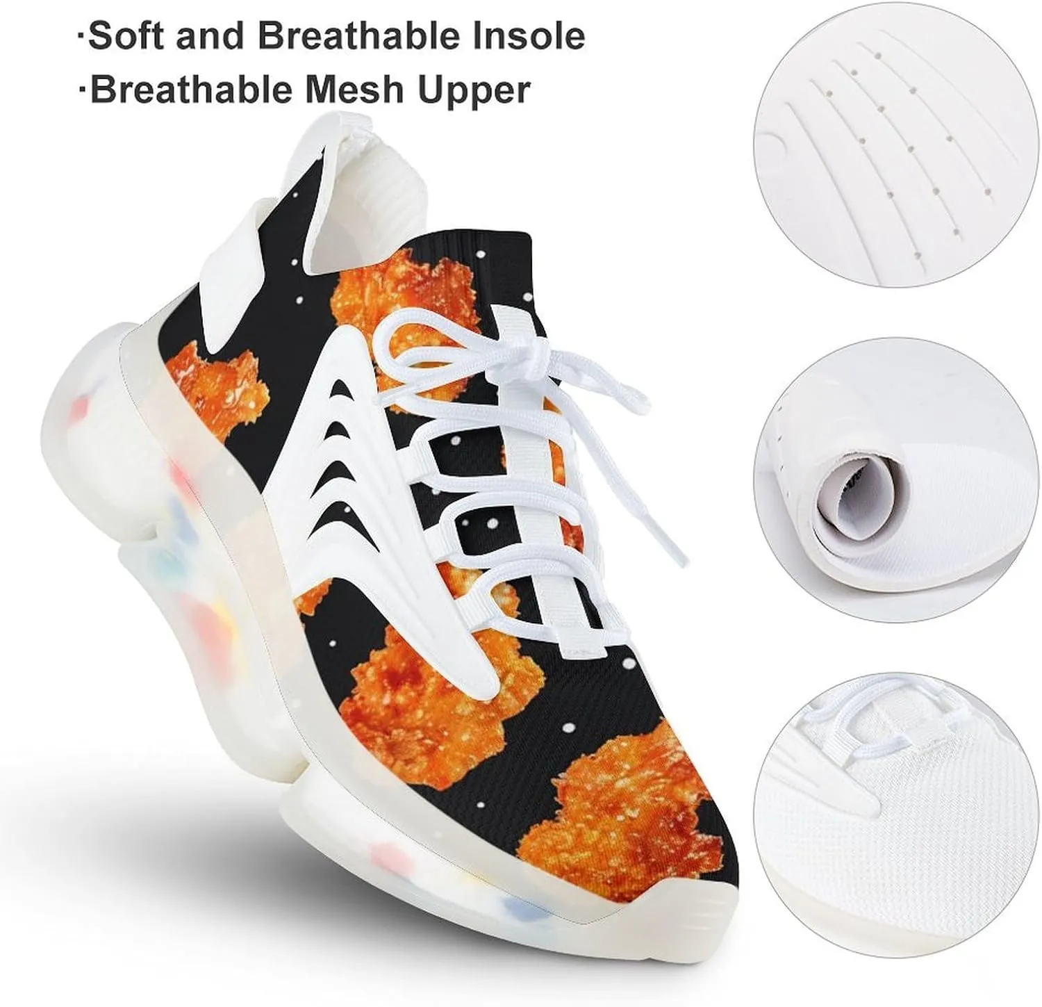 Fried Chicken Nuggets Men's Running Shoes Lightweight Walking Shoe Breathable Sneaker