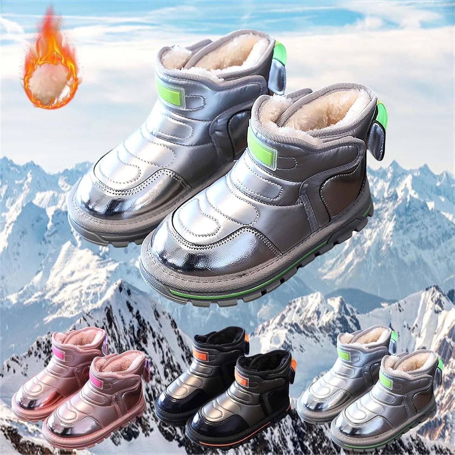 Girls Boots Kids Glitter Snow Boots Ankle Boots Baby Boys Girls Winter Warm Shoes Fleece Lined Snow Boots Toddler Shoes