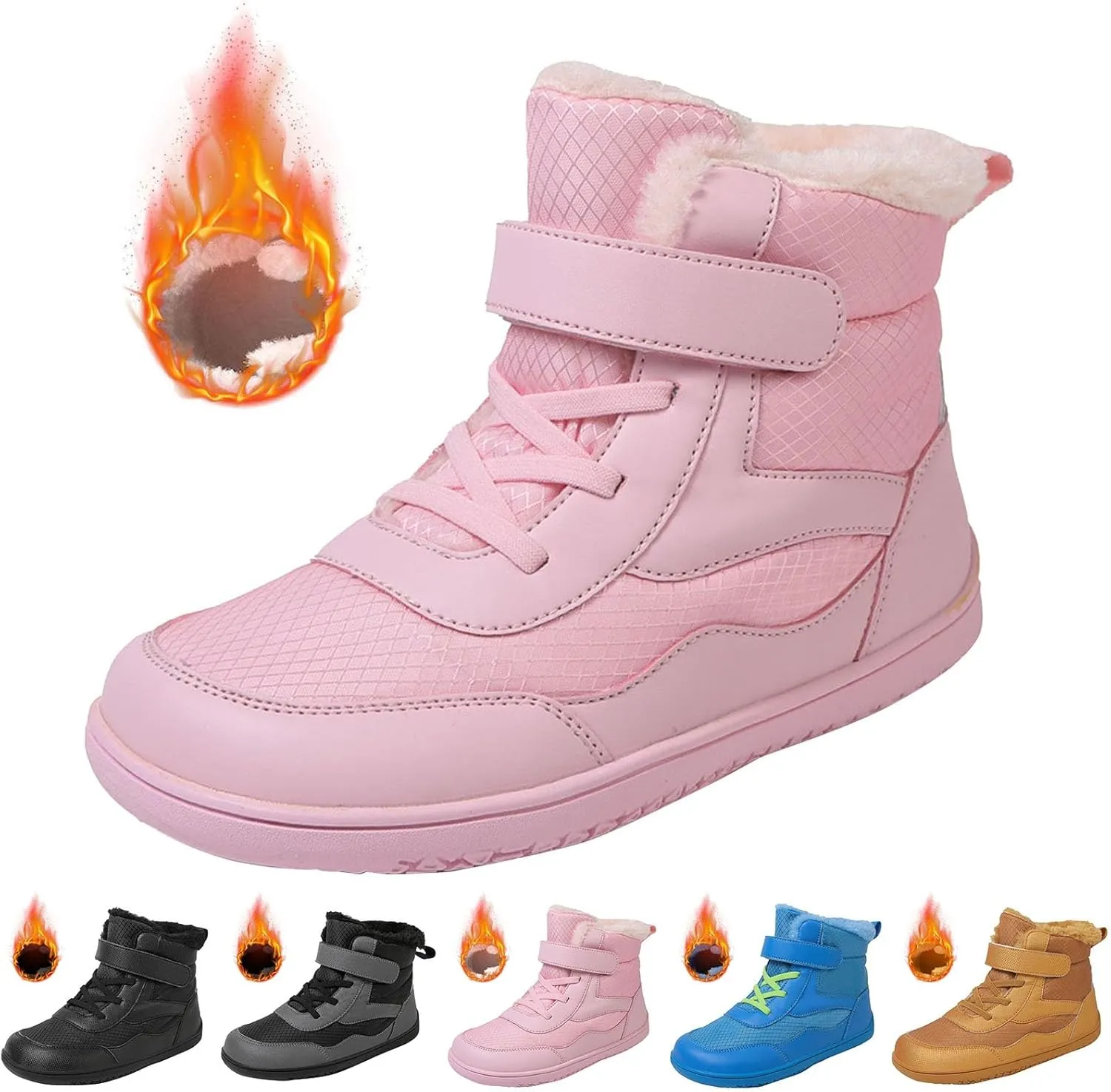 Girls Boys Barefoot Boots Shoes Kids Waterproof Ankle Winter Snow Boot Wide Toe Box Kids Barefoot Winter Boots Non Slip