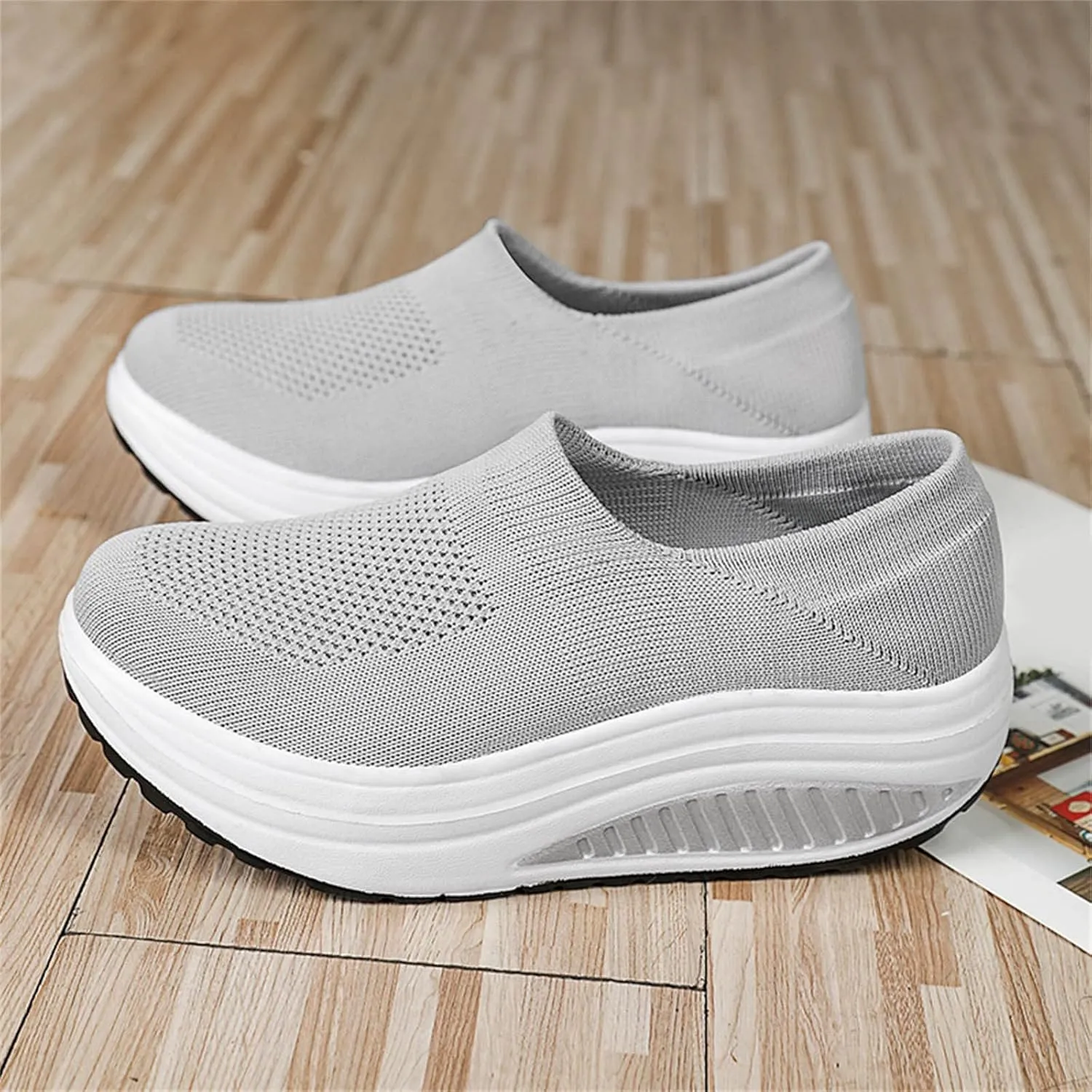 Gym Shoes for Women Weight Lifting Non Slip Work Shoes Women Size 11 Nurse Shoes for Women Comfortable Wide Women's Fashion Sneakers Lace-Up Woven Knit Upper Tenis OrtopéDicos De Mujer