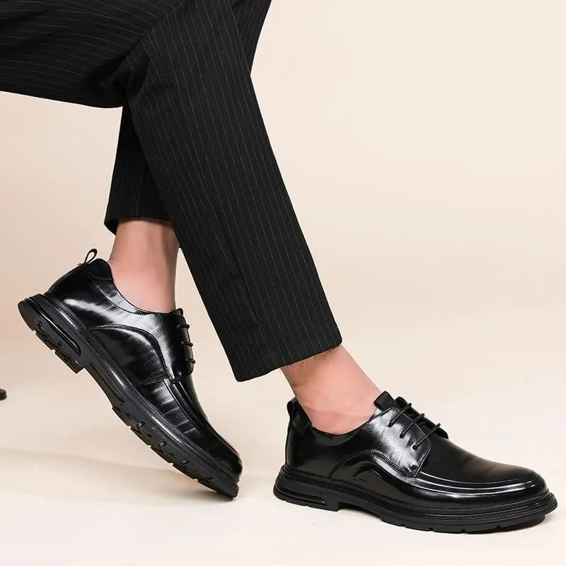 Handmade Men's Derby Shoes - Formal Business Casual Oxfords Wedding Prom Party Footwear with Non-Slip Durable Rubber Sole