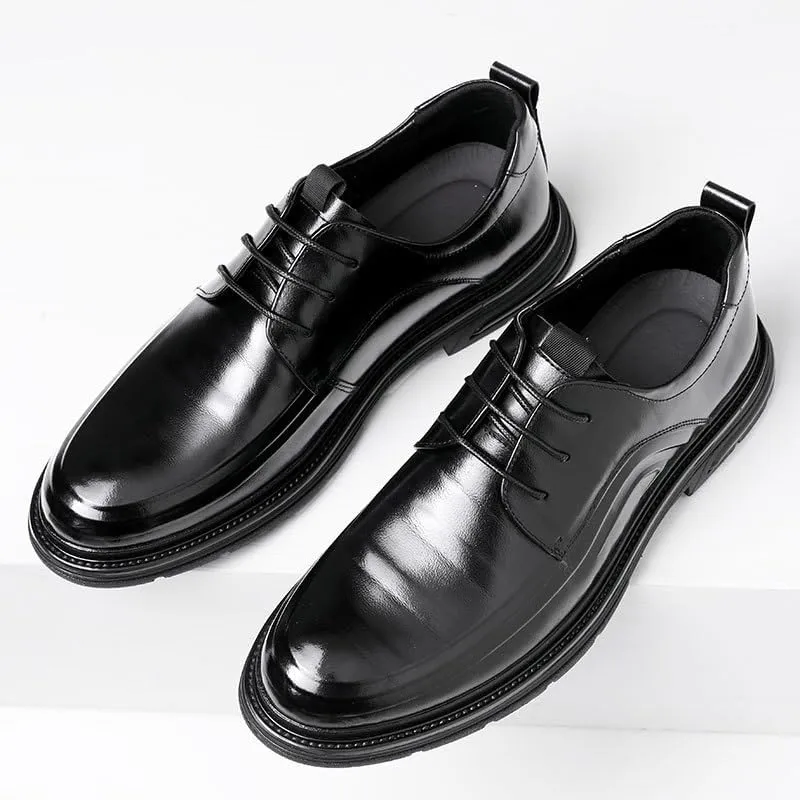 Handmade Men's Derby Shoes - Formal Business Casual Oxfords Wedding Prom Party Footwear with Non-Slip Durable Rubber Sole