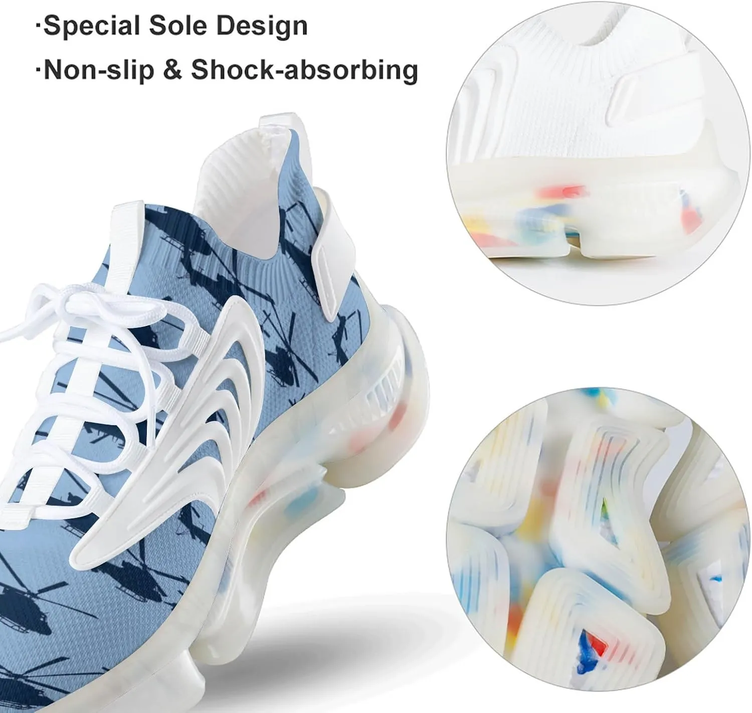 Helicopter Men's Running Shoes Lightweight Walking Shoe Breathable Sneaker