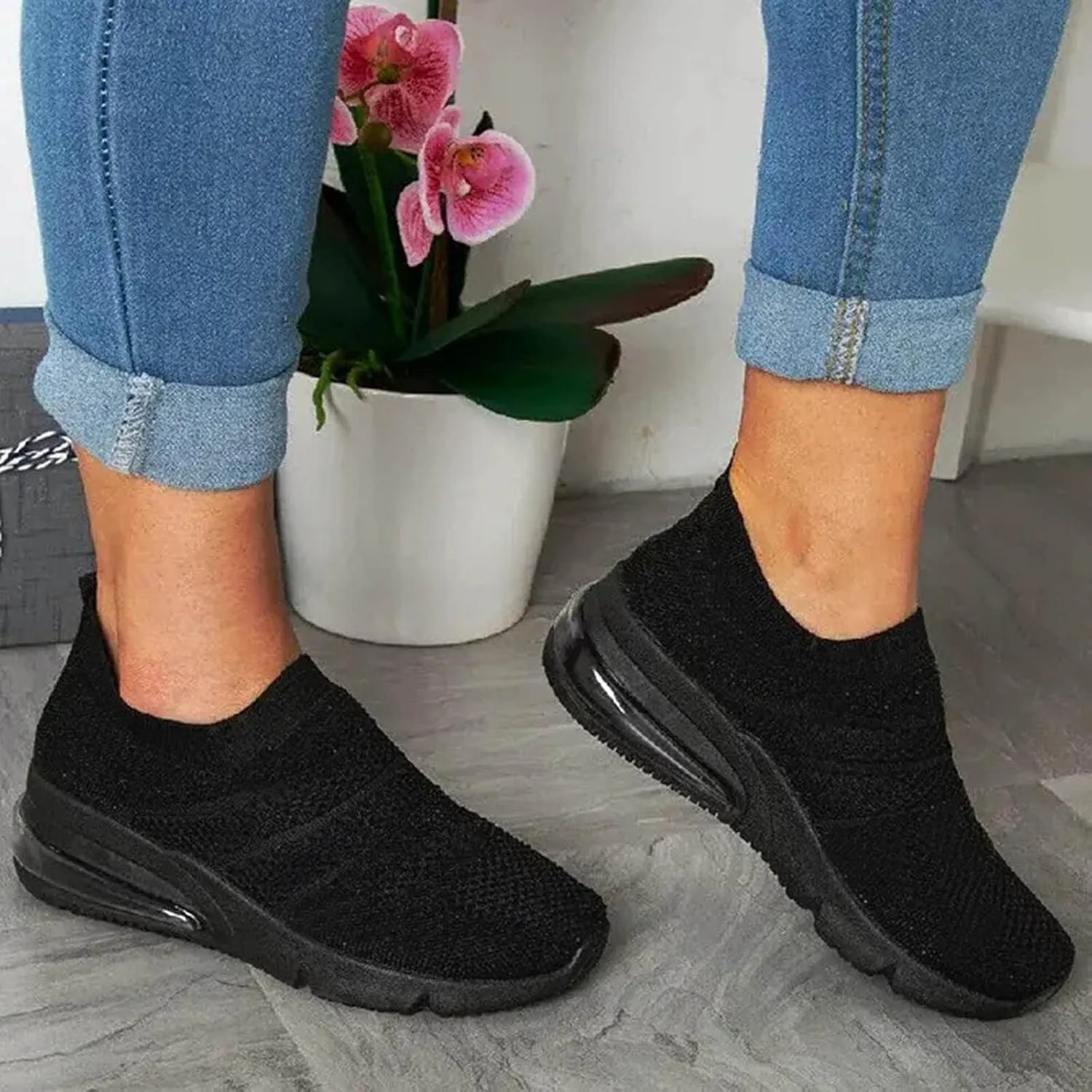 High Top Sneakers for Women Arch Support Zapatos De Mujer para Correr Non Slip Winter Shoes for Women Women's Fashion Sport Breathable Mesh Platform Sneakers Women's Slip On Shoes