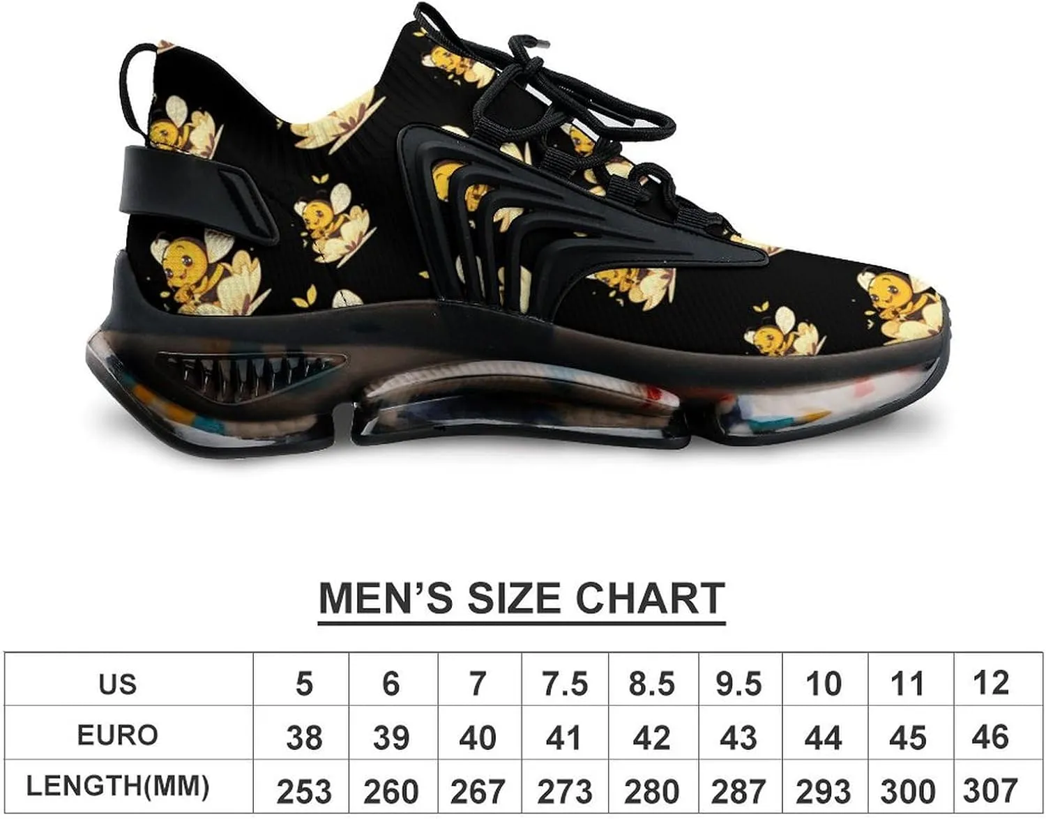 Honey Bee Flower Men's Running Shoes Lightweight Walking Shoe Breathable Sneaker