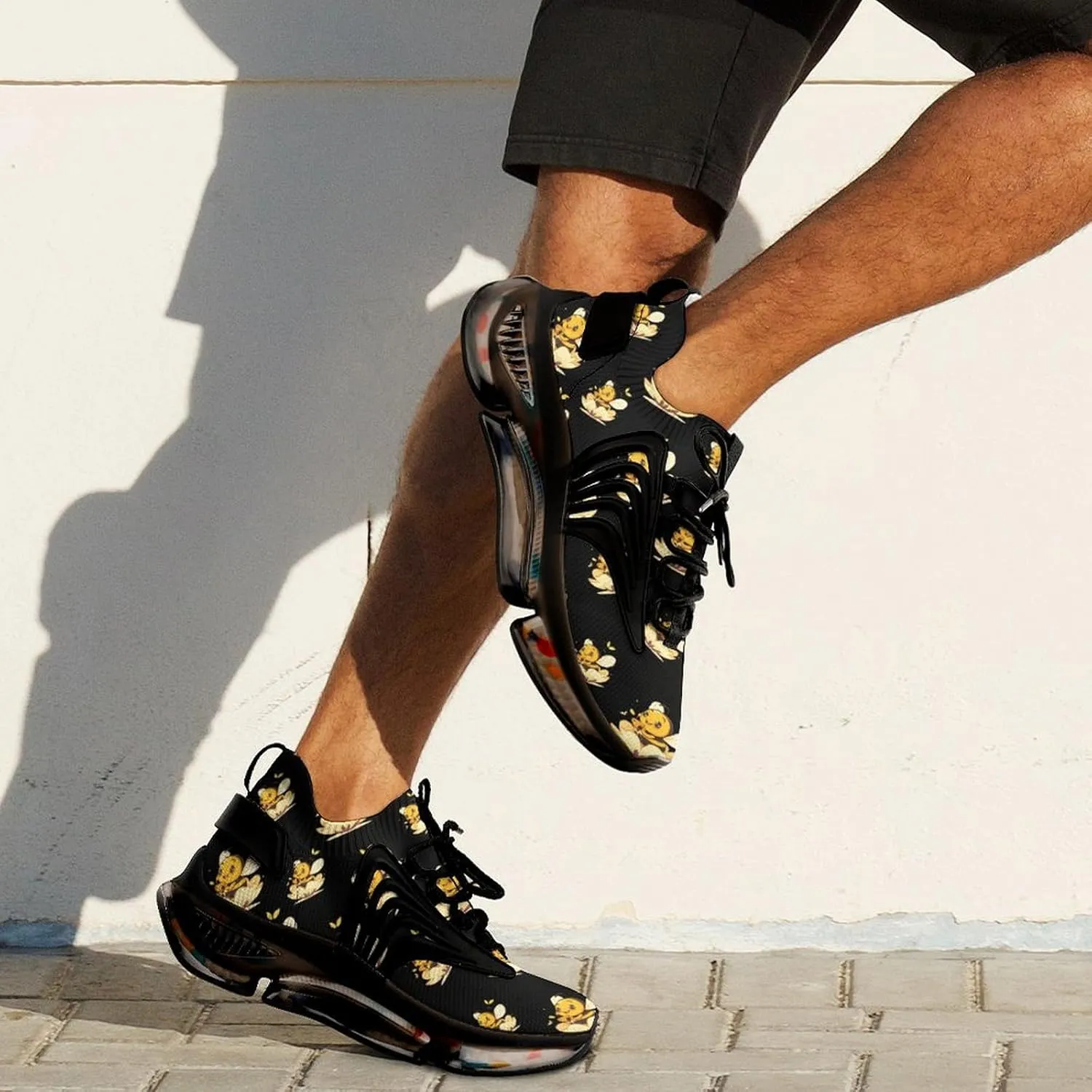 Honey Bee Flower Men's Running Shoes Lightweight Walking Shoe Breathable Sneaker