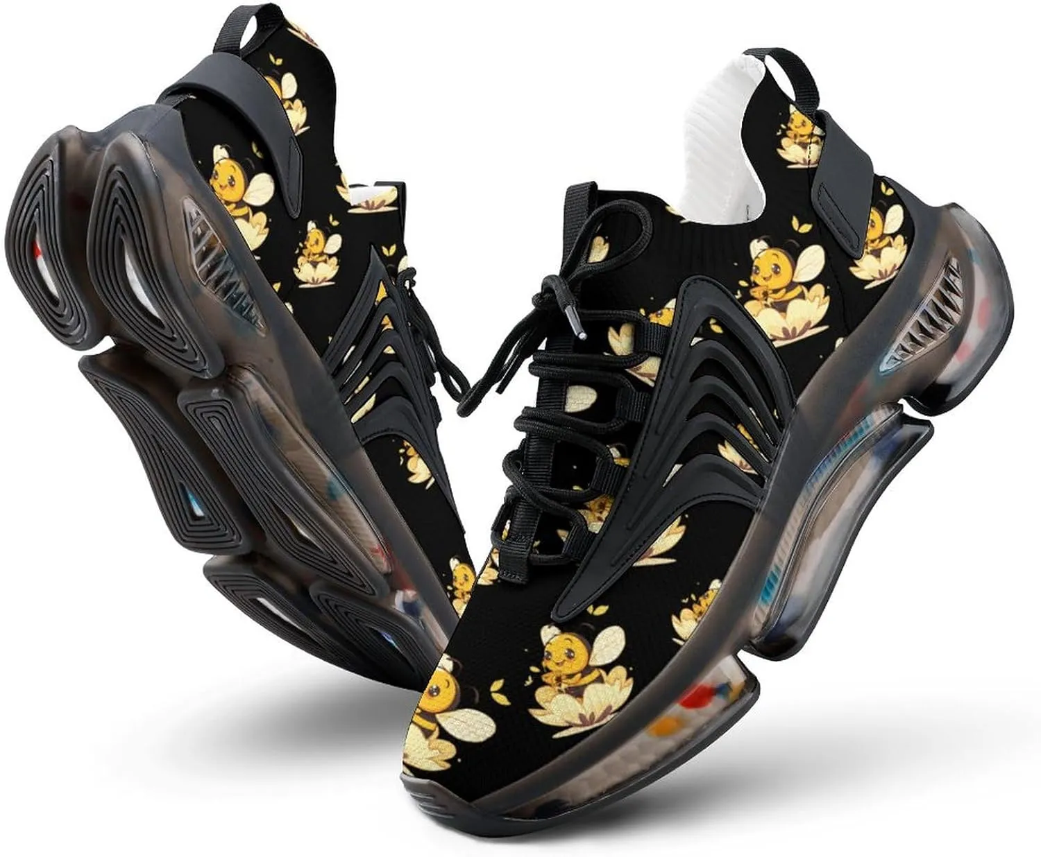 Honey Bee Flower Men's Running Shoes Lightweight Walking Shoe Breathable Sneaker