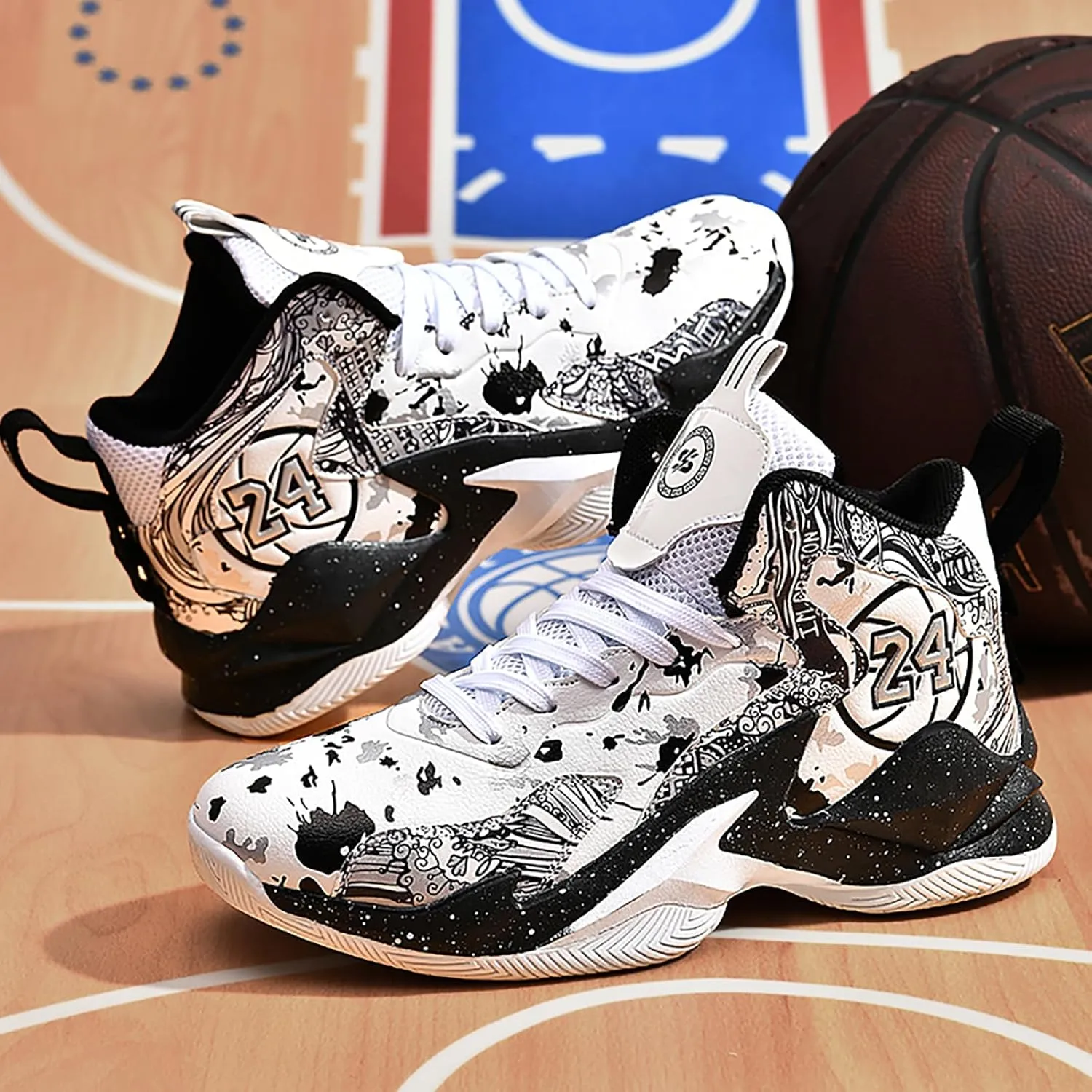 Kids Basketball Shoes High Top Youth Fashion Sneakers Girls Casual Sports Basketball Shoes Breathable Comfortable Boys Sneakers for Big Kids