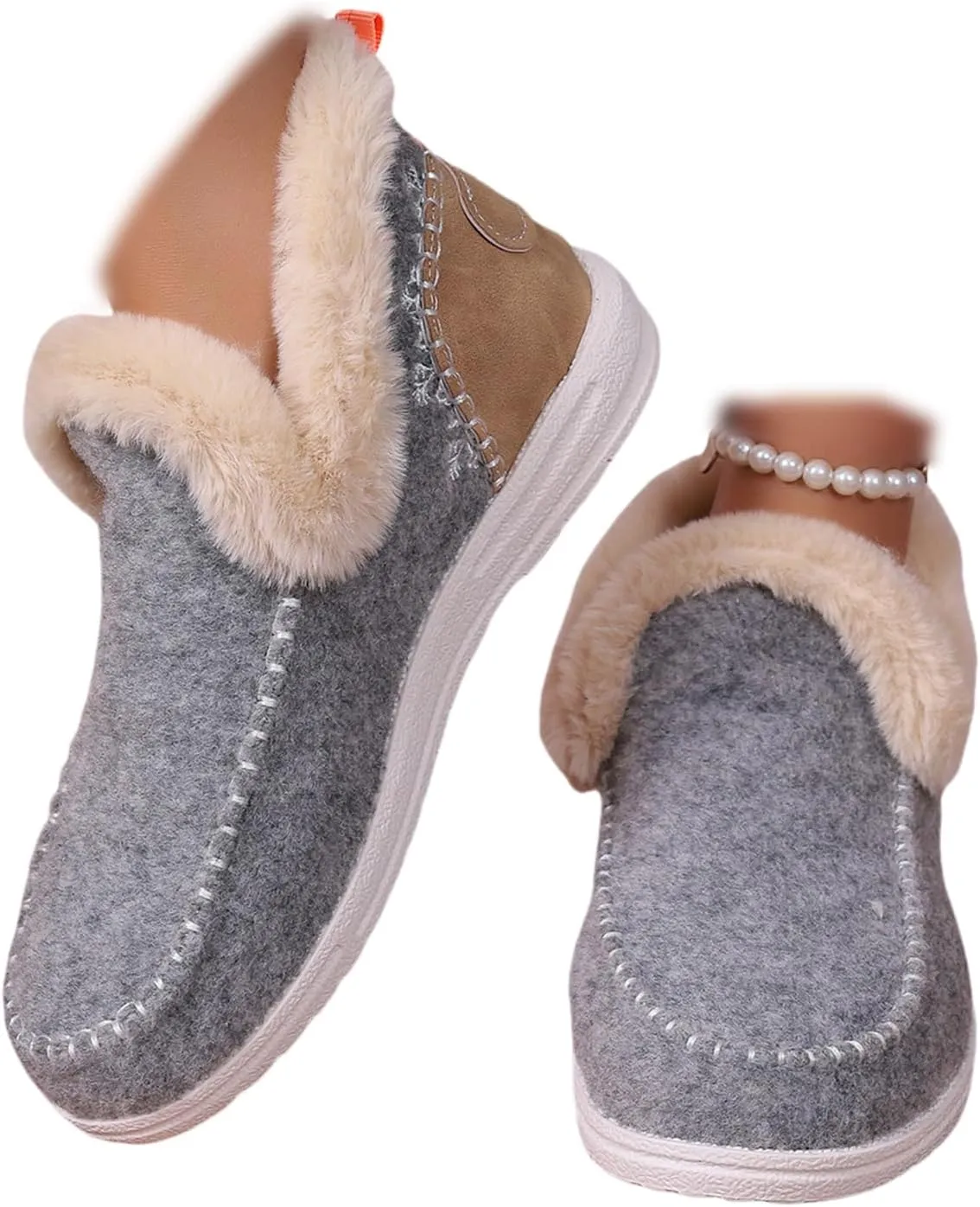 Ladmiple Booties For Women 2024 Snow Warm Ankle Boots Comfortable Slip On Outdoor Fur Lined Thickening Walking Winter Shoes