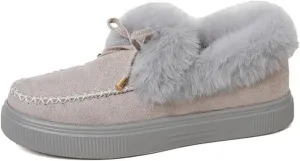 Ladmiple Boots for Women Ankle Booties with Fur Snow Boots Warm Comfortable Slip On Outdoor Walking Winter Shoes for Women