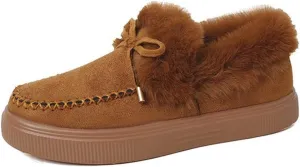 Ladmiple Boots for Women Ankle Booties with Fur Snow Boots Warm Comfortable Slip On Outdoor Walking Winter Shoes for Women