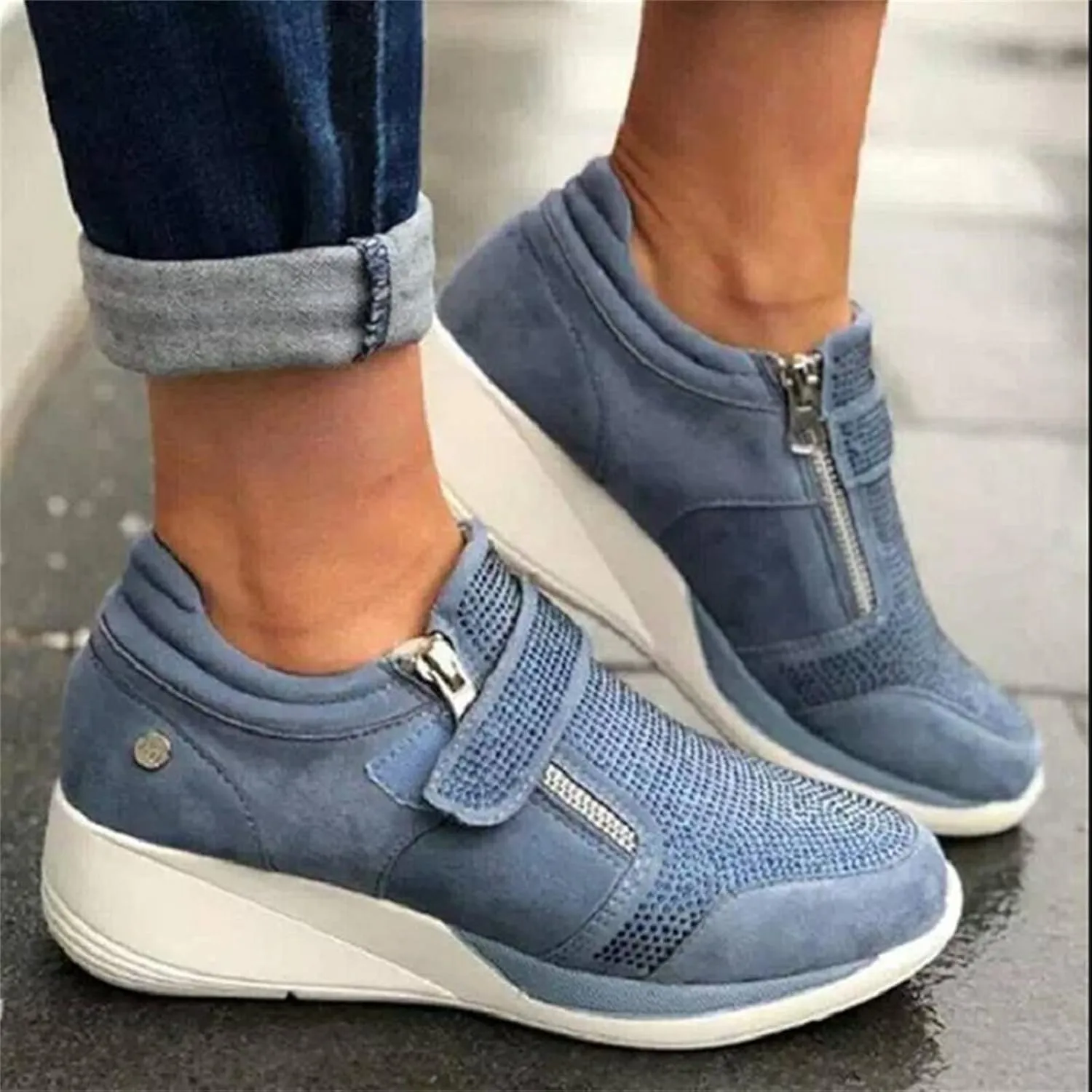 Ladmiple Shoes For Women Slip On Sneakers Running Shoes Non Slip Tennis Walking Sneakers Fashion Slip On Platform Shoes