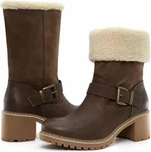 Ladmiple Snow Boots For Women Cute High Top Winter Warm Ankle Booties Slip On Fur Lined Fashion Casual Mid Calf Walking Shoes