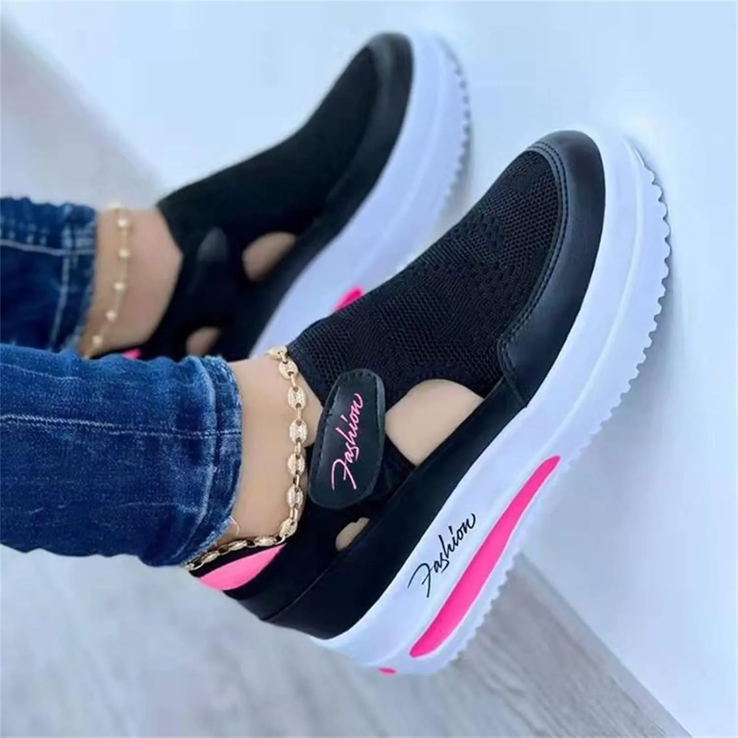 Lausiuoe Slip On Sneakers Women Wide Width Walking Loafers Non Slip Comfortable Lightweight Casual Flats Fashion Shoes
