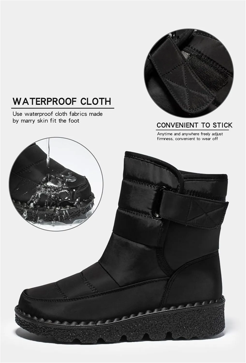 Lausiuoe Snow Boots For Women Waterproof Insulated Wide Width Winter Fur Lined Warm Slip On Ankle Booties Outdoor Shoes