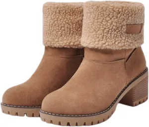 Lausiuoe Winter Boots For Women Fashion 2022 Women's Cotton Warm Fur Lined Snow Flat Cute Platform Booties Fuzzy Outdoor Shoes