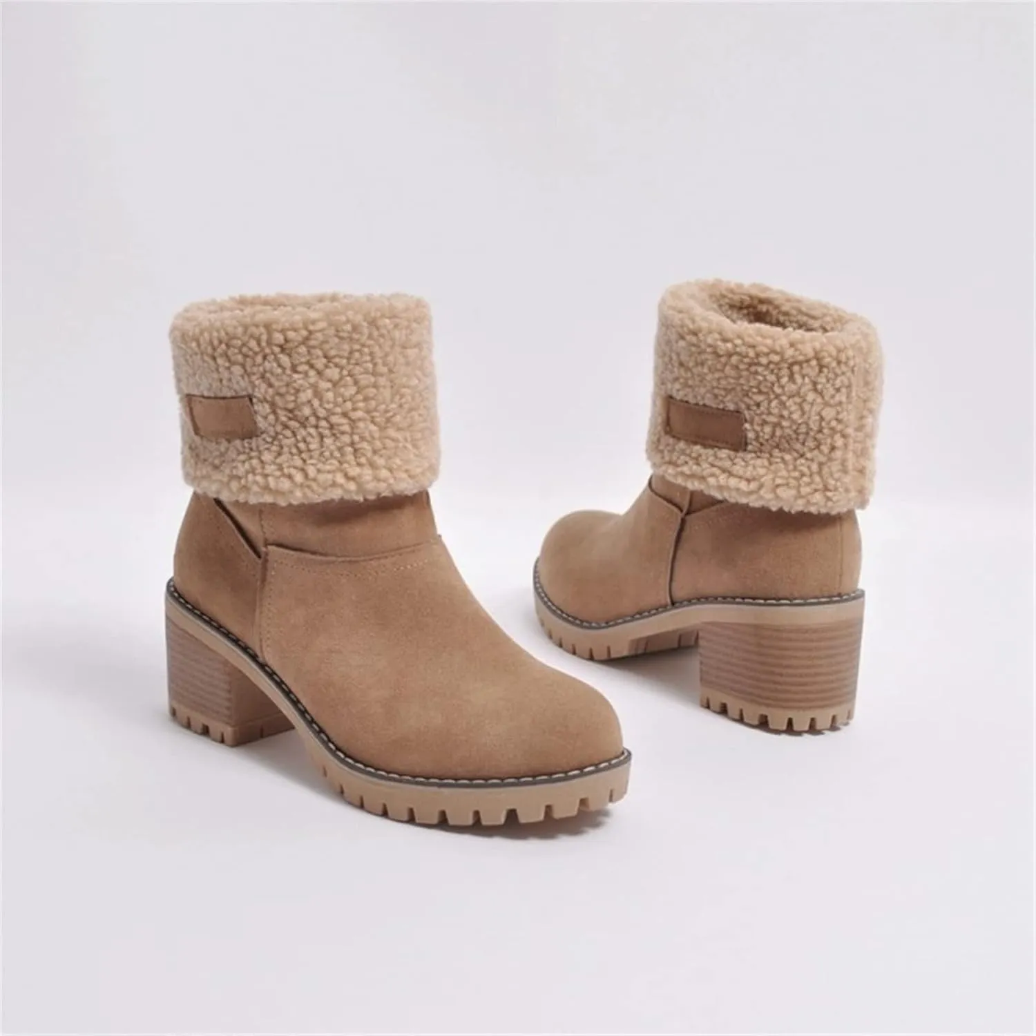 Lausiuoe Winter Boots For Women Fashion 2022 Women's Cotton Warm Fur Lined Snow Flat Cute Platform Booties Fuzzy Outdoor Shoes