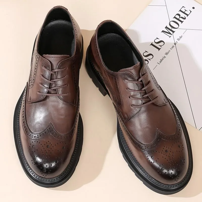 Leather Business Brogue Handmade Formal Oxfords Shoe for Men for Office Classic Business Party Shoes