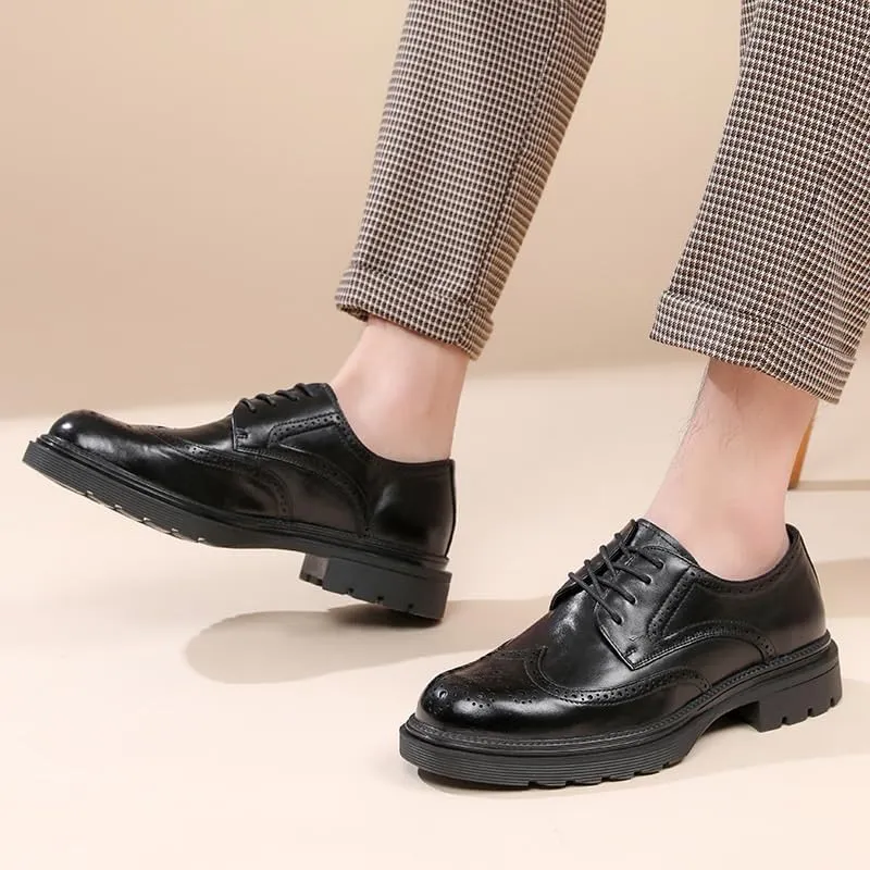 Leather Business Brogue Handmade Formal Oxfords Shoe for Men for Office Classic Business Party Shoes