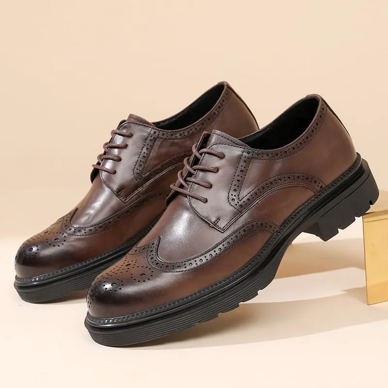 Leather Business Brogue Handmade Formal Oxfords Shoe for Men for Office Classic Business Party Shoes