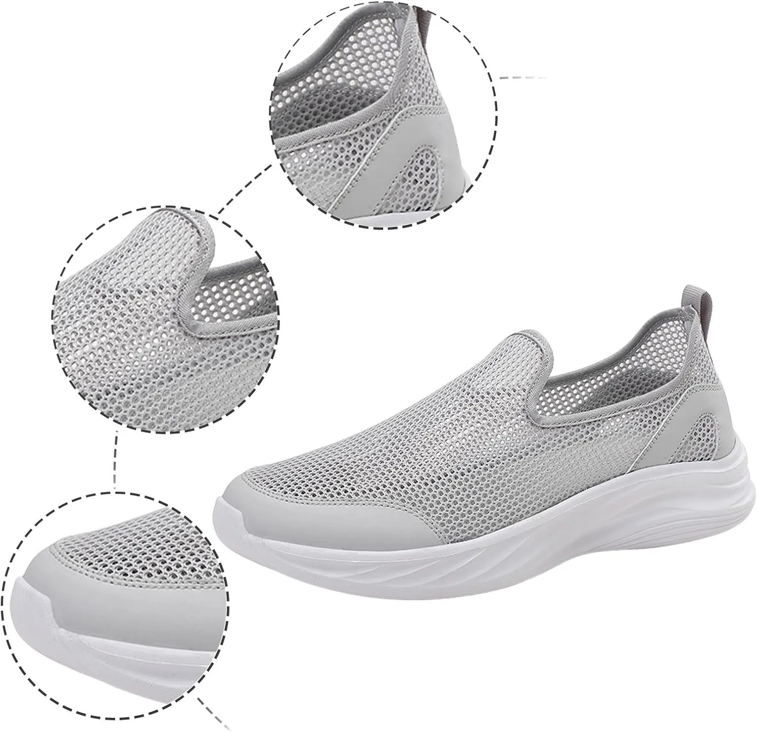 Lightweight Diabetic Shoes for Men Lightweight Breathable Walking Shoe Gym Tennis Soft Flat Soled Elderly Shoes