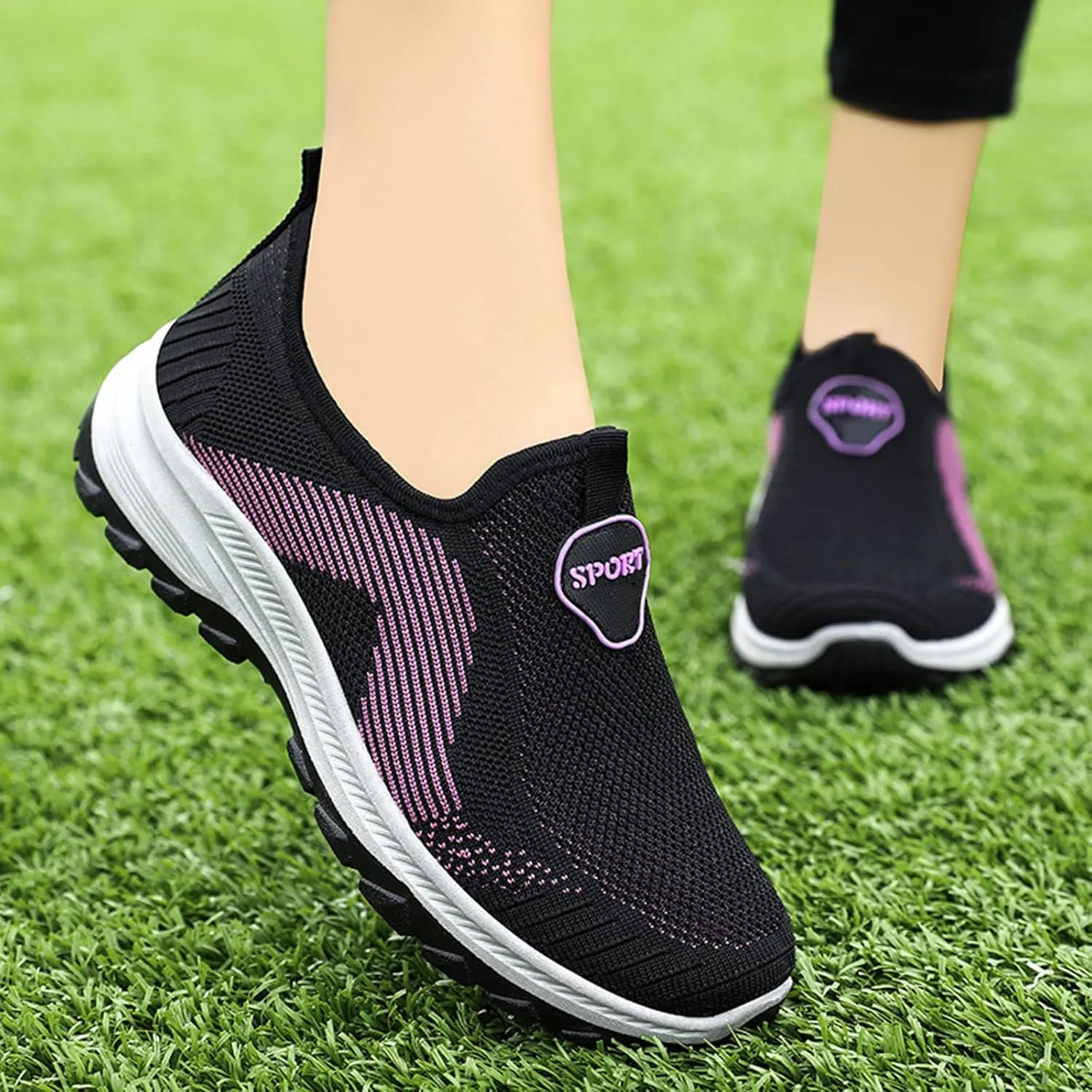 Lightweight Sneakers for Women Size 8 Wide Slip On Shoes Women Mule Sneakers Canvas Shoes for Women Platform Sneakers for Women Slip On Senior Womens Slip On Light Weight Walking Shoes