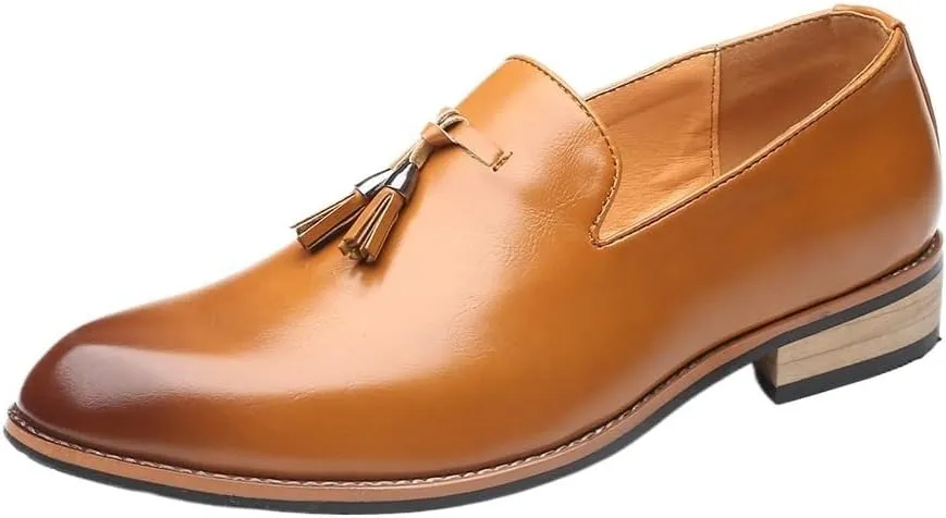 Luxury Italian-Style Leather Loafers with Tassel Decoration, Flexible Rubber Outsole for Smart Casual Attire and Business Travel