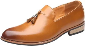 Luxury Italian-Style Leather Loafers with Tassel Decoration, Flexible Rubber Outsole for Smart Casual Attire and Business Travel
