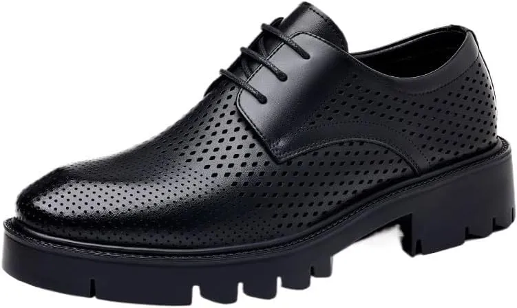 Luxury Leather Wingtip Brogues for Men - All-Season Lace-Up Formal Shoes with Shock-Absorbing Midsole & Textured Rubber Outsole, Suitable for Weddings and Office