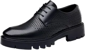 Luxury Leather Wingtip Brogues for Men - All-Season Lace-Up Formal Shoes with Shock-Absorbing Midsole & Textured Rubber Outsole, Suitable for Weddings and Office