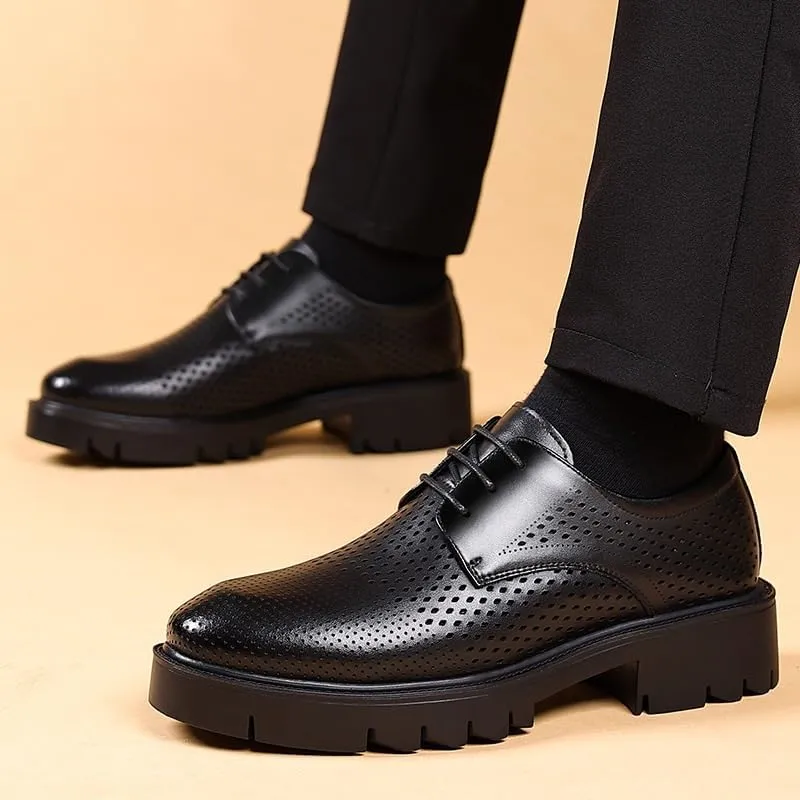 Luxury Leather Wingtip Brogues for Men - All-Season Lace-Up Formal Shoes with Shock-Absorbing Midsole & Textured Rubber Outsole, Suitable for Weddings and Office