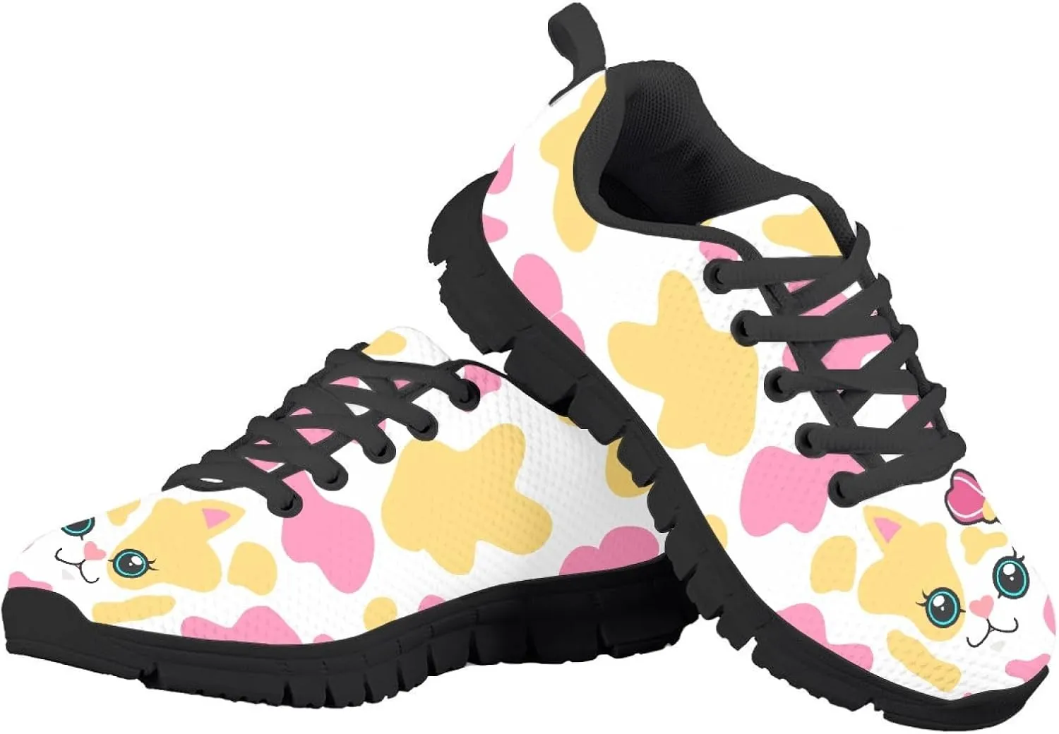 MARSVOVO Boys Girls Walking Shoes Non Slip Flexible Athletic Lightweight Breathable Printed Sneakers for Kids Black White Sole Most Comfortable Classic Casual Fashion Sports Kids Running Shoes
