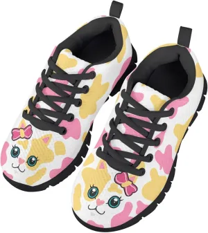 MARSVOVO Boys Girls Walking Shoes Non Slip Flexible Athletic Lightweight Breathable Printed Sneakers for Kids Black White Sole Most Comfortable Classic Casual Fashion Sports Kids Running Shoes