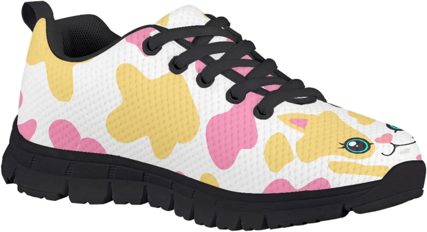 MARSVOVO Boys Girls Walking Shoes Non Slip Flexible Athletic Lightweight Breathable Printed Sneakers for Kids Black White Sole Most Comfortable Classic Casual Fashion Sports Kids Running Shoes