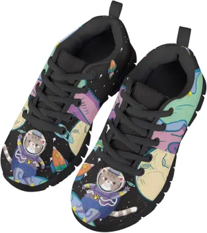 MARSVOVO Boys Girls Walking Shoes Non Slip Flexible Athletic Lightweight Breathable Printed Sneakers for Kids Black White Sole Most Comfortable Classic Casual Fashion Sports Kids Running Shoes